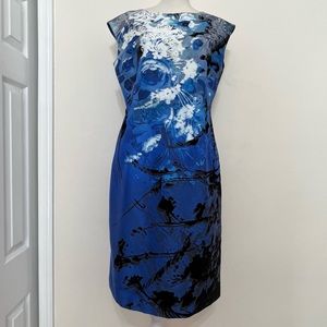 Kay Unger New York Abstract Floral Sleeveless Sheath Dress Chic Events Sexy